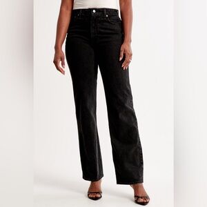 A&F 90s Relaxed High Rise Black Women's Jeans Curve Love